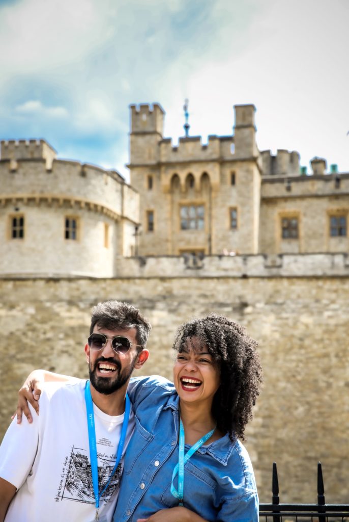 Two students at the Tower of London