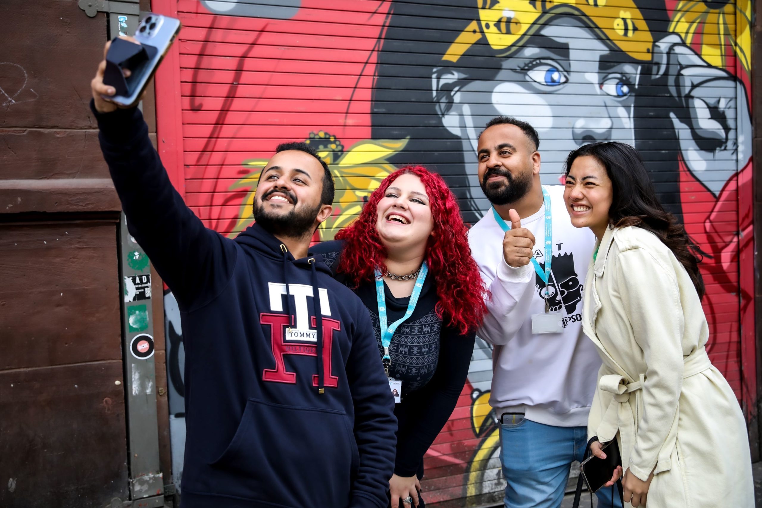 Group of students taking a selfie in Manchester